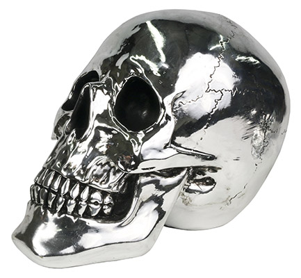 Resin Plated Silver Skull Large - Click Image to Close